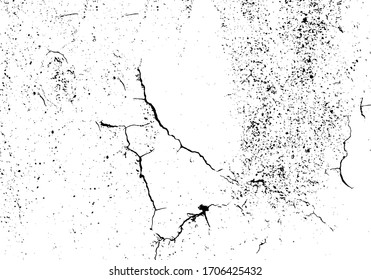 Grunge Black and white Vector Urban Texture. Cement Distressed Cracked Background. 