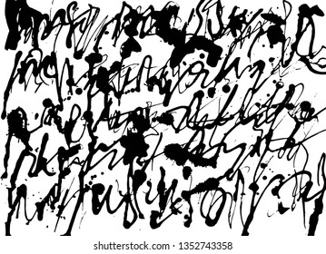 Grunge black and white  vector watercolor texture. Hand drawn lettering  effect background. 