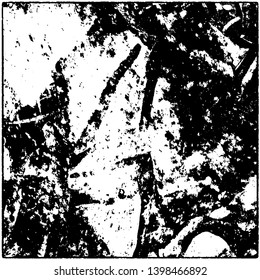 Grunge is black and white. Worn dark monochrome background. The texture of the old destroyed surface. Vector pattern of cracks and chips