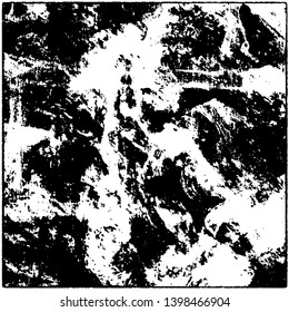 Grunge is black and white. Worn dark monochrome background. The texture of the old destroyed surface. Vector pattern of cracks and chips