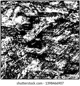 Grunge is black and white. Worn dark monochrome background. The texture of the old destroyed surface. Vector pattern of cracks and chips