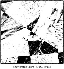 Grunge is black and white. Worn dark monochrome background. The texture of the old destroyed surface. Vector pattern of cracks and chips