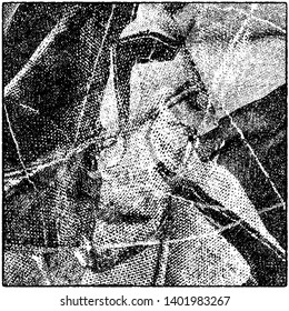 Grunge is black and white. Worn dark monochrome background. The texture of the old destroyed surface. Vector pattern of cracks and chips
