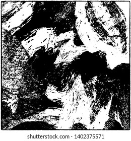 Grunge is black and white. Worn dark monochrome background. The texture of the old destroyed surface. Vector pattern of cracks and chips