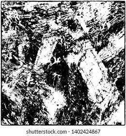 Grunge is black and white. Worn dark monochrome background. The texture of the old destroyed surface. Vector pattern of cracks and chips