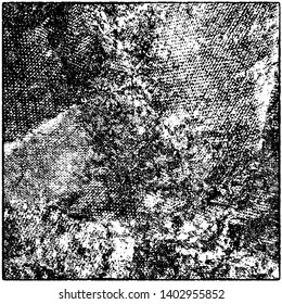 Grunge is black and white. Worn dark monochrome background. The texture of the old destroyed surface. Vector pattern of cracks and chips