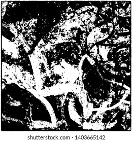 Grunge is black and white. Worn dark monochrome background. The texture of the old destroyed surface. Vector pattern of cracks and chips