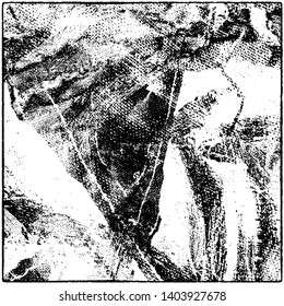 Grunge is black and white. Worn dark monochrome background. The texture of the old destroyed surface. Vector pattern of cracks and chips