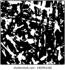 Grunge is black and white. Worn dark monochrome background. The texture of the old destroyed surface. Vector pattern of cracks and chips