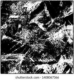 Grunge is black and white. Worn dark monochrome background. The texture of the old destroyed surface. Vector pattern of cracks and chips