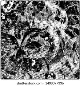 Grunge is black and white. Worn dark monochrome background. The texture of the old destroyed surface. Vector pattern of cracks and chips