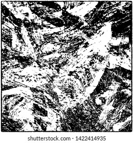 Grunge is black and white. Worn dark monochrome background. The texture of the old destroyed surface. Vector pattern of cracks and chips