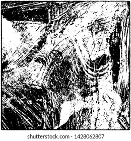 Grunge is black and white. Worn dark monochrome background. The texture of the old destroyed surface. Vector pattern of cracks and chips