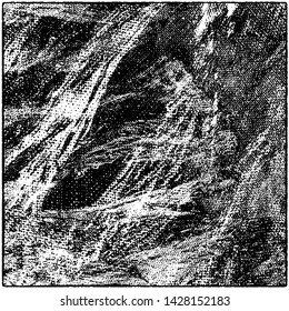 Grunge is black and white. Worn dark monochrome background. The texture of the old destroyed surface. Vector pattern of cracks and chips