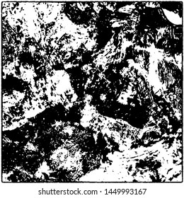 Grunge is black and white. Worn dark monochrome background. The texture of the old destroyed surface. Vector pattern of cracks and chips