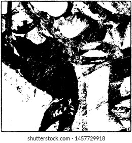 Grunge is black and white. Worn dark monochrome background. The texture of the old destroyed surface. Vector pattern of cracks and chips
