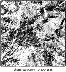 Grunge is black and white. Worn dark monochrome background. The texture of the old destroyed surface. Vector pattern of cracks and chips