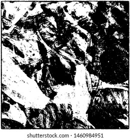 Grunge is black and white. Worn dark monochrome background. The texture of the old destroyed surface. Vector pattern of cracks and chips