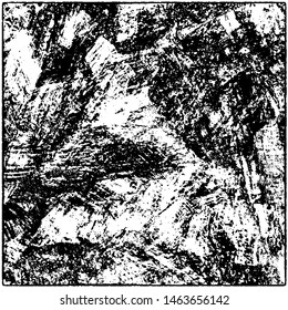 Grunge is black and white. Worn dark monochrome background. The texture of the old destroyed surface. Vector pattern of cracks and chips