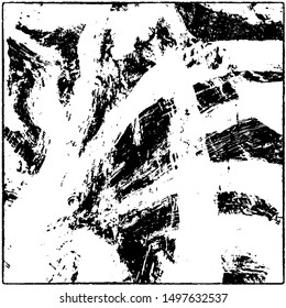 Grunge is black and white. Worn dark monochrome background. The texture of the old destroyed surface. Vector pattern of cracks and chips