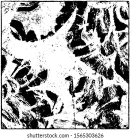 Grunge is black and white. Worn dark monochrome background. The texture of the old destroyed surface. Vector pattern of cracks and chips