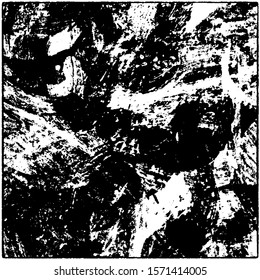 Grunge is black and white. Worn dark monochrome background. The texture of the old destroyed surface. Vector pattern of cracks and chips