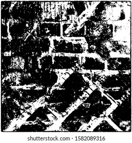 Grunge is black and white. Worn dark monochrome background. The texture of the old destroyed surface. Vector pattern of cracks and chips