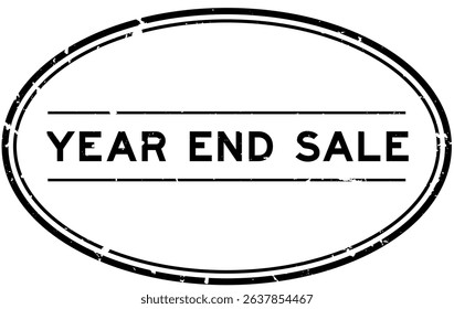 Grunge black year end sale word oval rubber seal stamp on white background