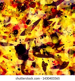 Grunge black and yellow seamless texture with blots. Abstract vector background for web page, banners backdrop, fabric, home decor, wrapping