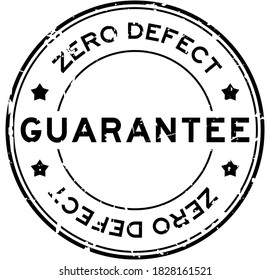 Grunge black zero defect guarantee word round rubber seal stamp on white background