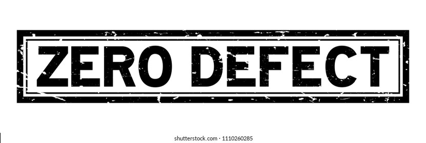 Grunge black zero defect word square rubber seal stamp on white background