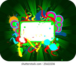 Grunge blank banner with multicolored splashes
