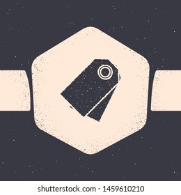 Grunge Blank label template price tag icon isolated on grey background. Empty shopping discount sticker. Template discount banner. Monochrome vintage drawing. Vector Illustration