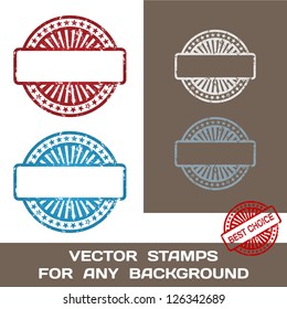 Grunge Blank Rubber Stamp Set. Template. For Any Background. Vector Illustration