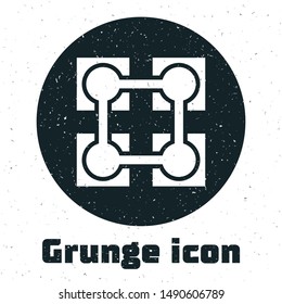 Grunge Blockchain technology icon isolated on white background. Cryptocurrency data. Abstract geometric block chain network technology business.  Vector Illustration