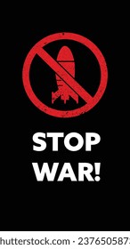 grunge blood stop war vector on black background