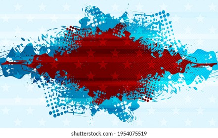 Grunge blot concept USA flag abstract background. Vector american design