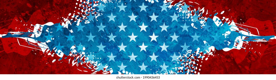 Grunge blot concept USA flag abstract background. Vector american banner design