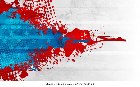 Grunge blot concept USA flag abstract background. Vector American design