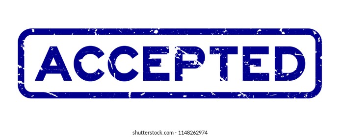 Grunge blue accepted word square rubber seal stamp on white background