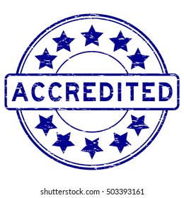 Grunge blue accredited rubber stamp