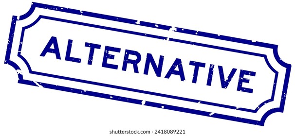 Grunge blue alternative word rubber seal stamp on white background