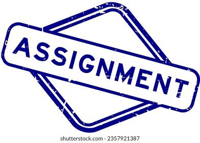 Palabra de asignación azul gruesa sello de sello de goma sobre fondo blanco