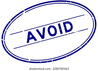 Azul grueso evitar palabra sellado de goma ovalado sello en fondo blanco
