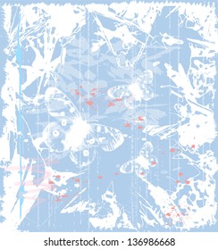 grunge blue background with butterflies