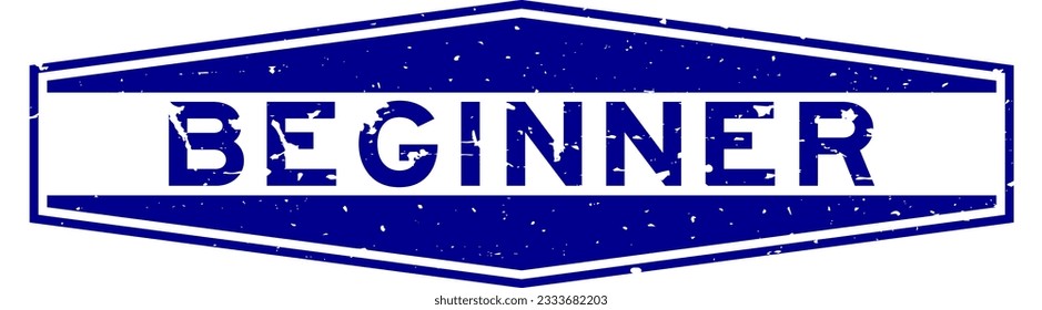 Sello de goma hexágono de palabra azul gruesa sobre fondo blanco