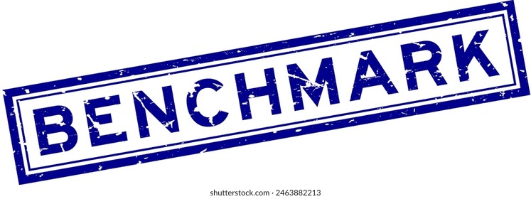Grunge blau Benchmark Wort quadratische Gummidichtung Stempel auf weißem Hintergrund