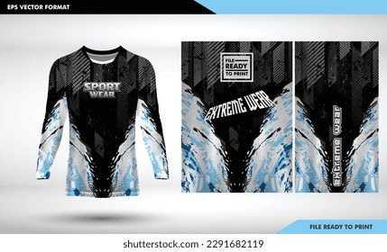 jersey de diseño de deportes de color azul y negro para carreras de fútbol camiseta de juegos de azar premium vector