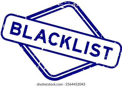 Grunge blue blacklist word rubber seal stamp on white background