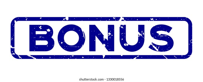 Grunge blue bonus square rubber seal stamp on white background